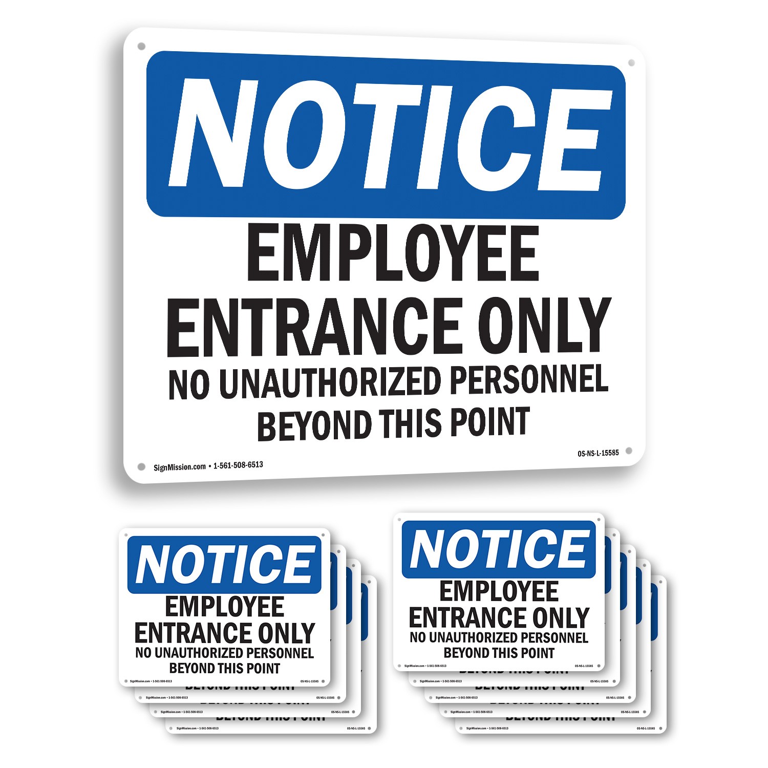 Employee Entrance Only OSHA Notice Sign Metal, Plastic, Or Decal – 5 or 10 Pack