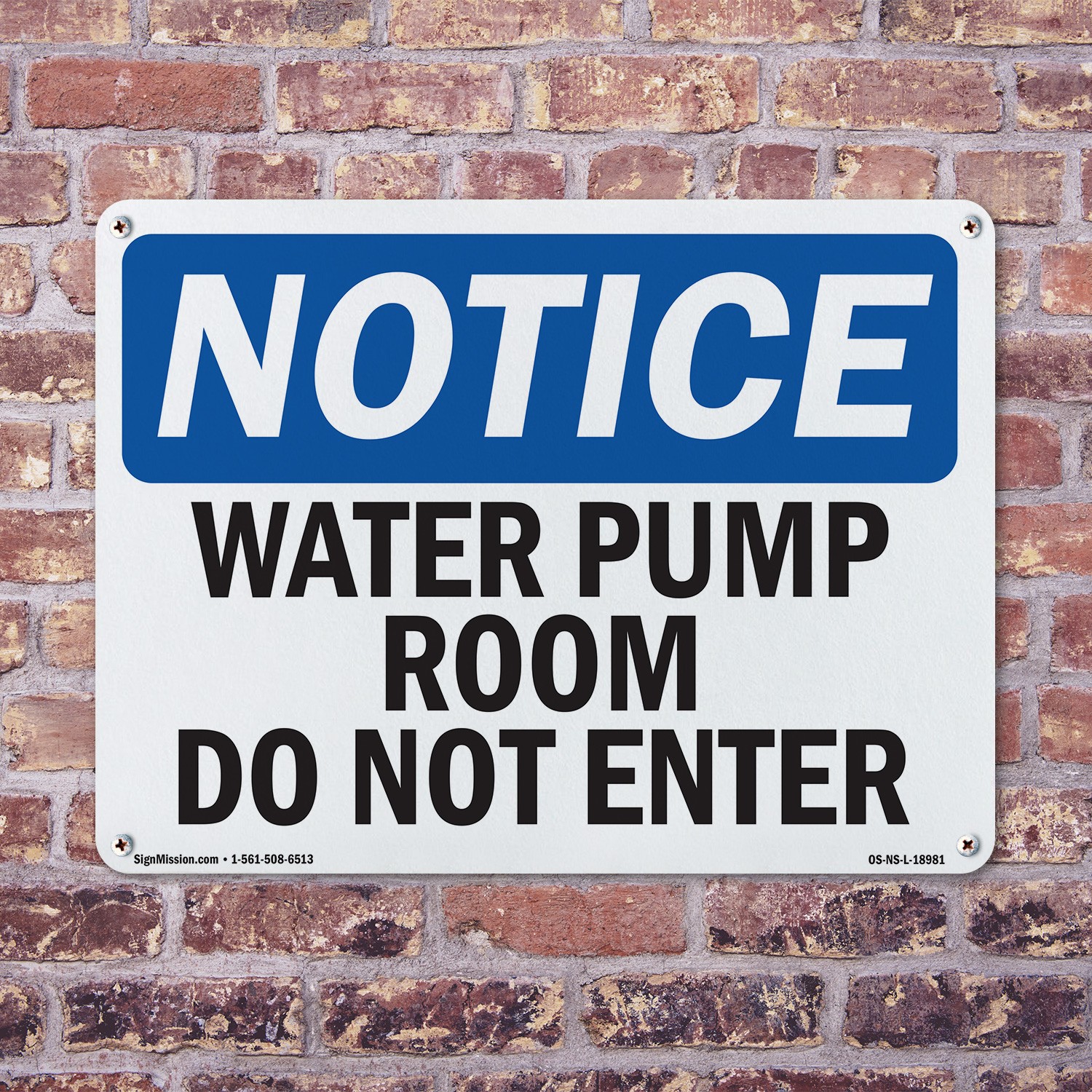 Water Pump Room Do Not Enter OSHA Notice Sign Metal, Plastic, Decal 5 or 10 Pack