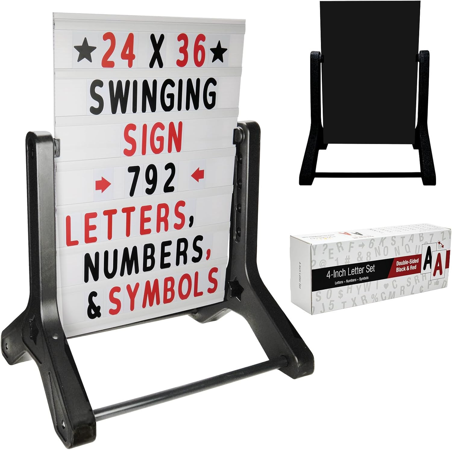 Swinging Changeable Message Sidewalk Sign: 24″ X 36″ Sign with 792 Pre-Cut Doubl