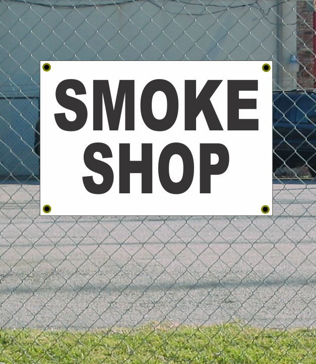 2×3 SMOKE SHOP Black & White Banner Sign NEW Discount Size & Price FREE SHIP