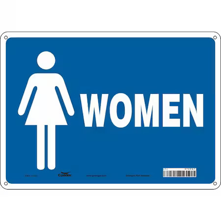 Condor 473Y07 Restroom Sign, Women, 14 In W X 10 In H, Horizontal Rectangle,