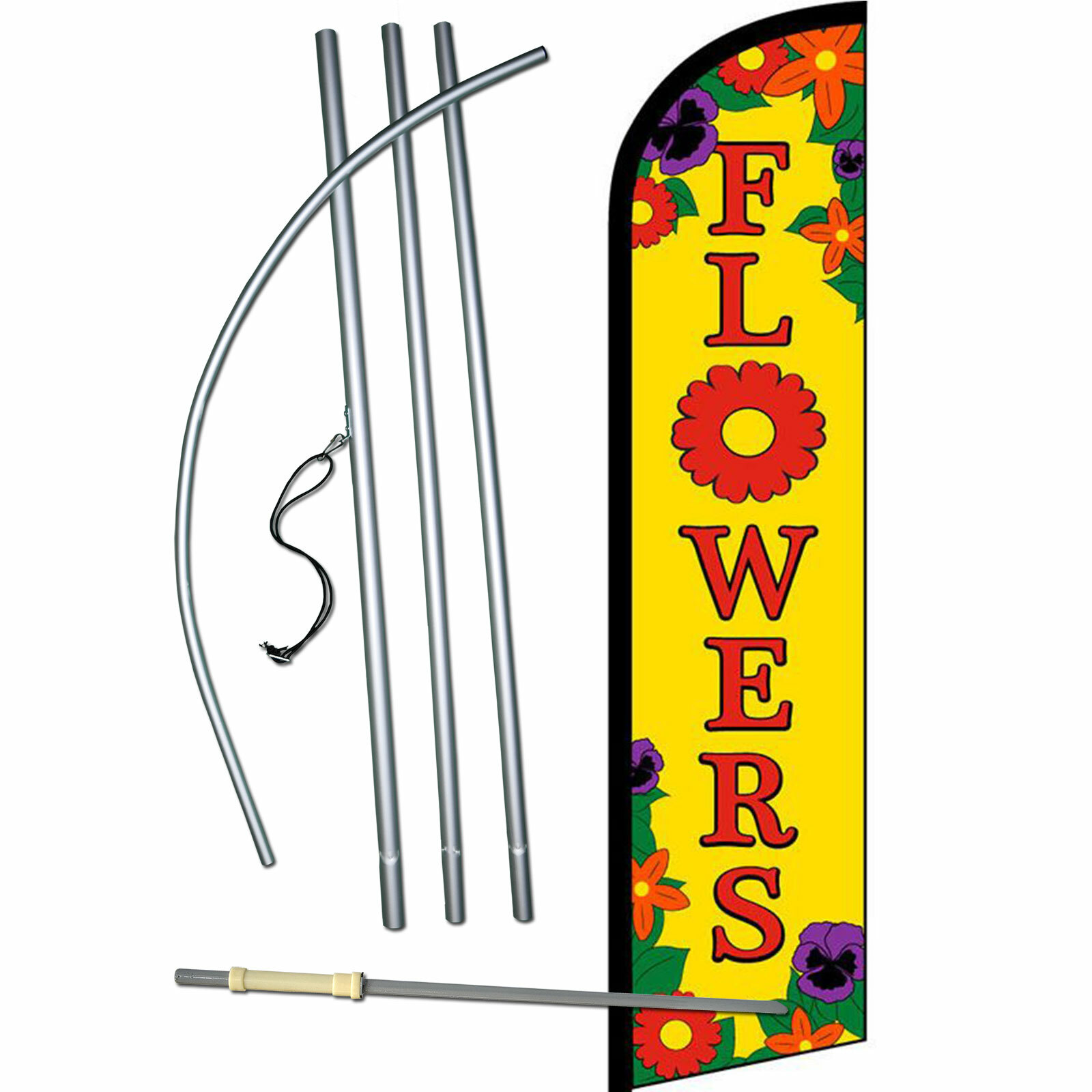 Flowers Flag Flutter Feather Banner Swooper Windless Bundle Kit