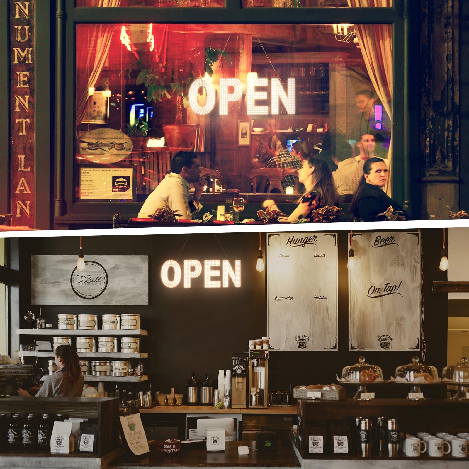 LED Open Sign for Business, 30×10 Dimmable Brightness Large Electric Light Up…