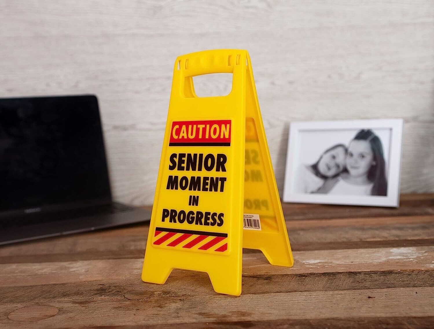 Senior Moment in Progress Caution Sign Office Desk Gift – Over the Hill GaG
