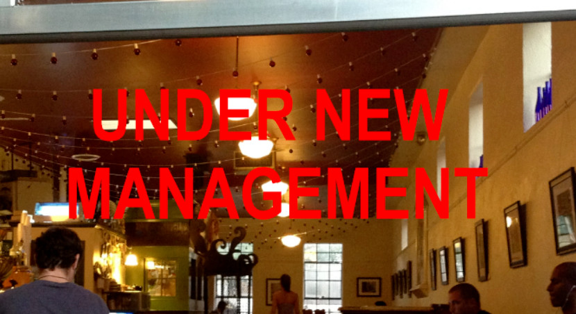 UNDER NEW MANAGEMENT Window Sign, High Quality Vinyl for Front Window Shop Sign