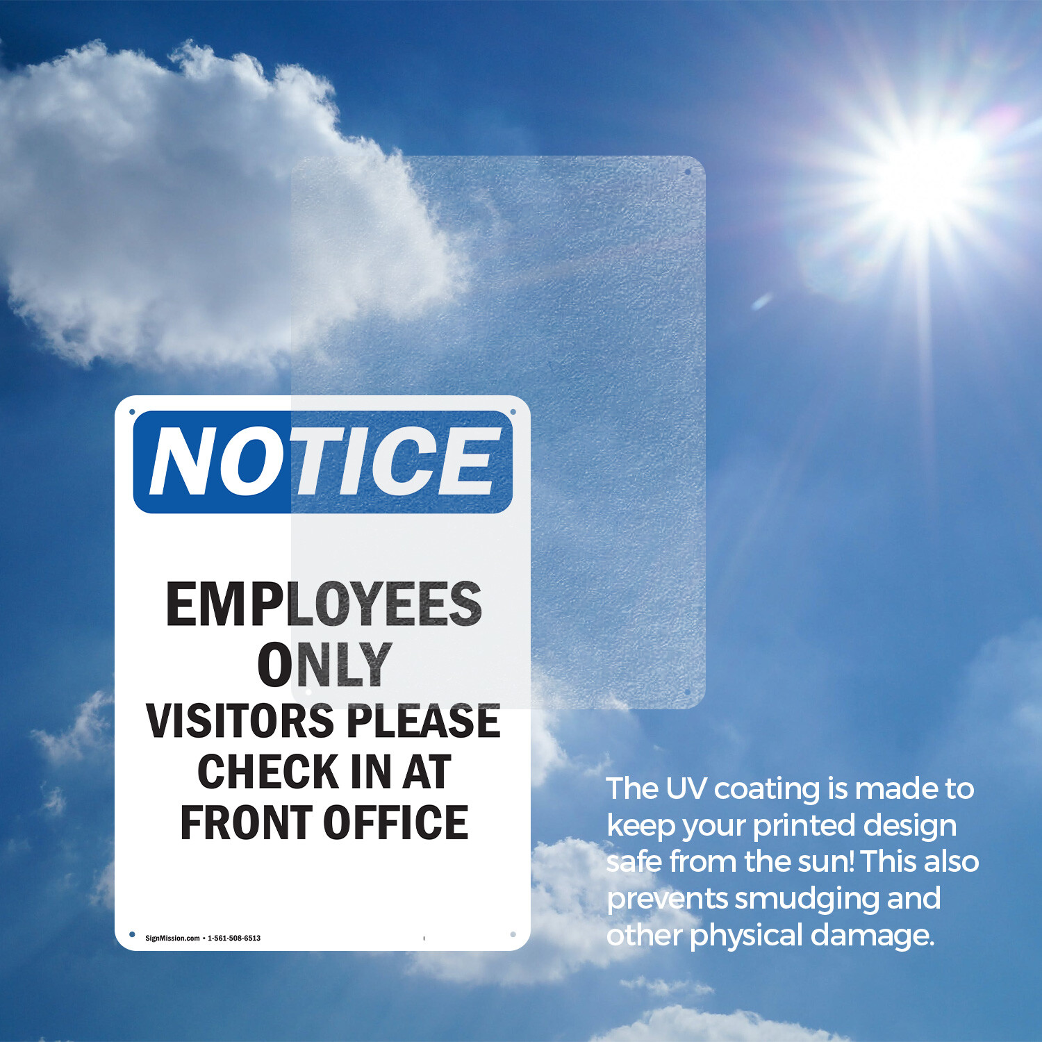 (2 Pack) Employees Only Visitors Please OSHA Notice Sign Decal Metal Plastic