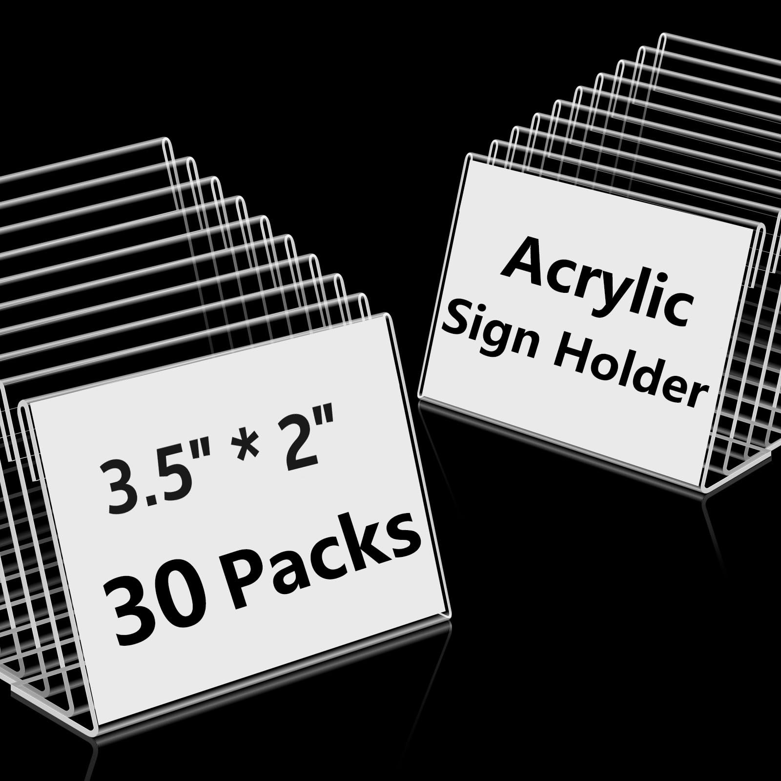 30 PCS Small Acrylic Sign Holder 3.5″ x 2″, Mini 30PCS X 2″(9X5), clear