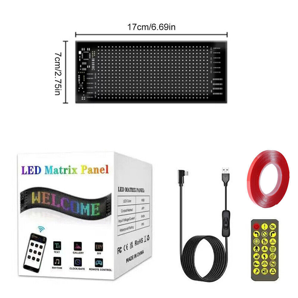LED RGB Car Eye Sign Animation Matrix USB Panel DIY Programmable Bluetooth LED