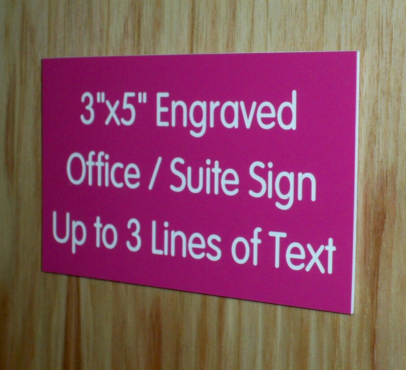 Custom Engraved 3×5 Pink Plaque Sign | Add Your Wording | Adhesive Backing