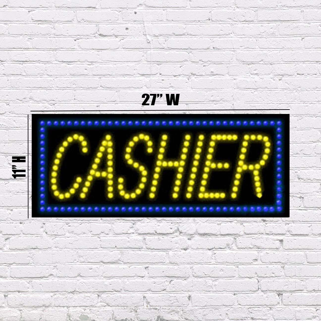LED Cashier Sign | Light Up Sign | 11″H x 27″W x 2″D
