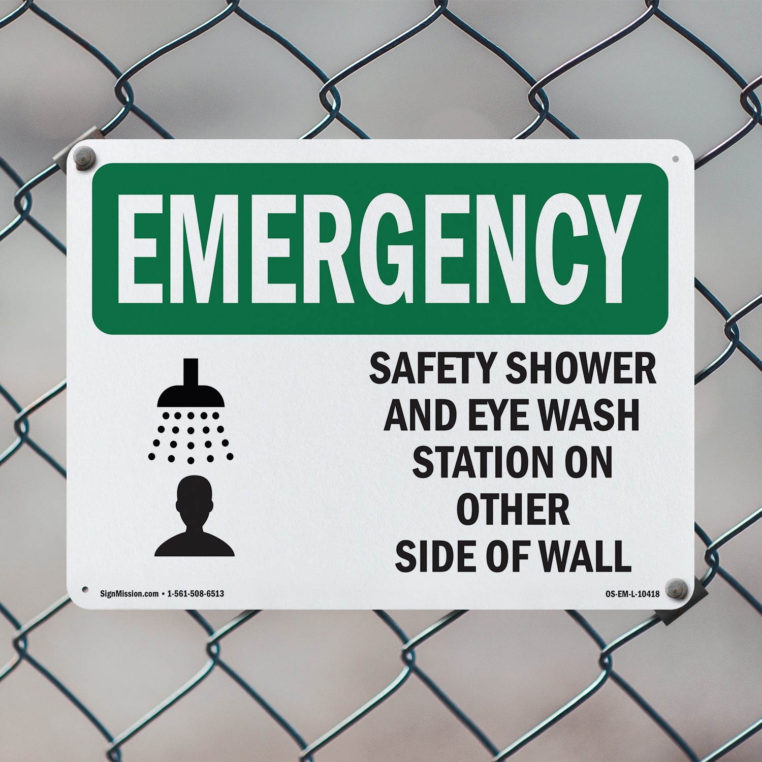 Safety Shower And Eye Wash Station With Symbol OSHA Emergency Sign 5/10 Pack