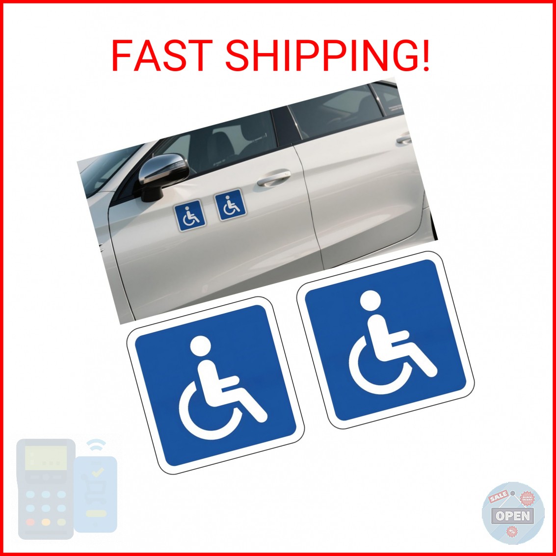 FALVFUN Car Handicap Parking Sign, 2PCS Reflective Magnetic Vehicle Disabled Par