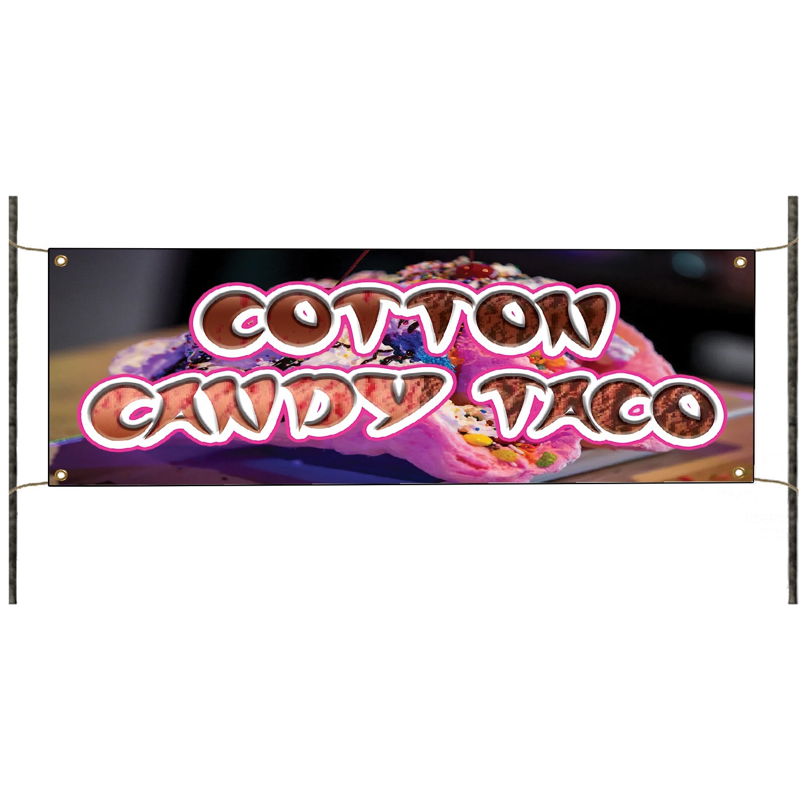Cotton Candy Taco Sweet Food Advertising Vinyl Banner Sign With Metal Grommets