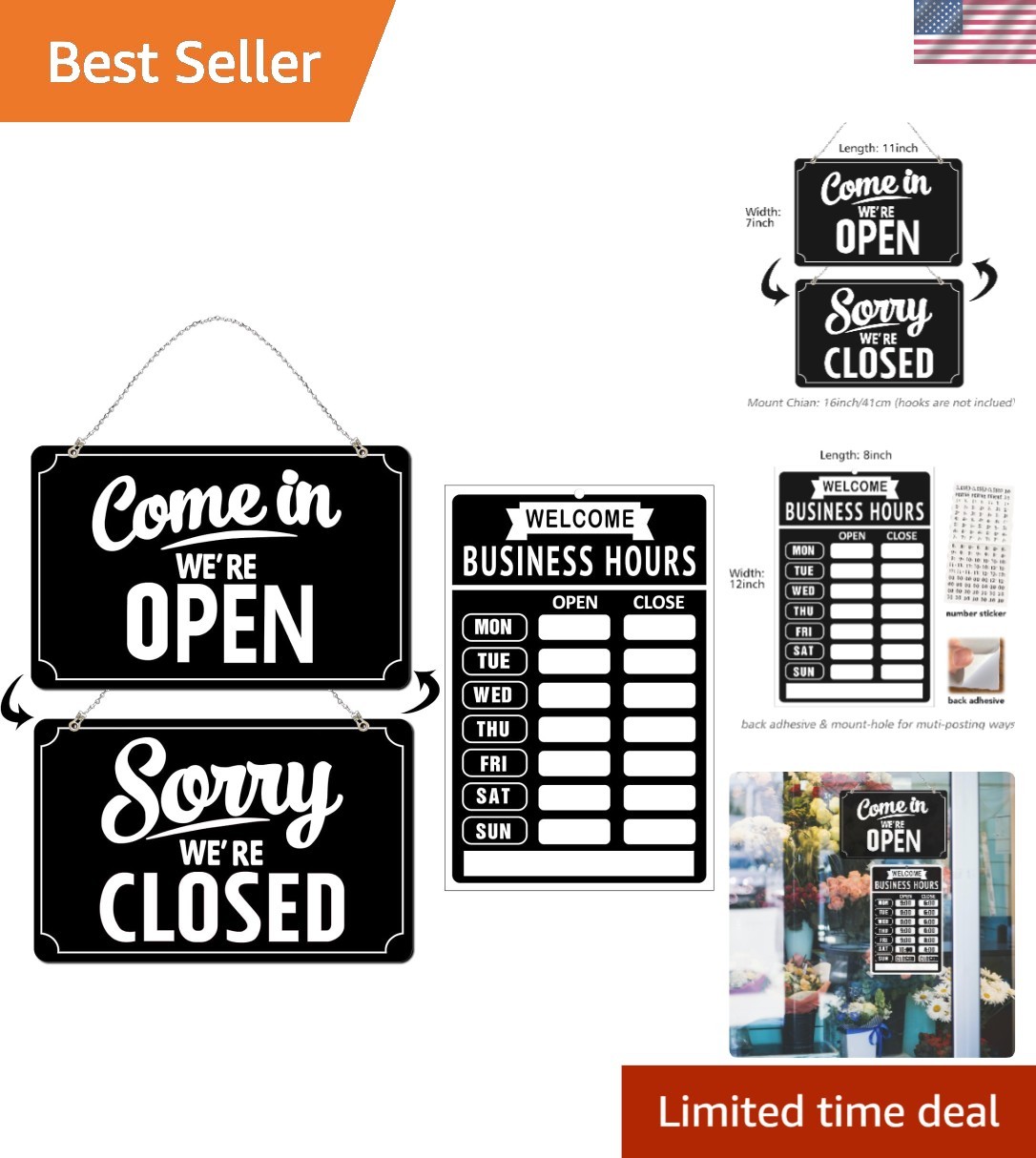 Versatile Open/Closed Sign Set for Businesses