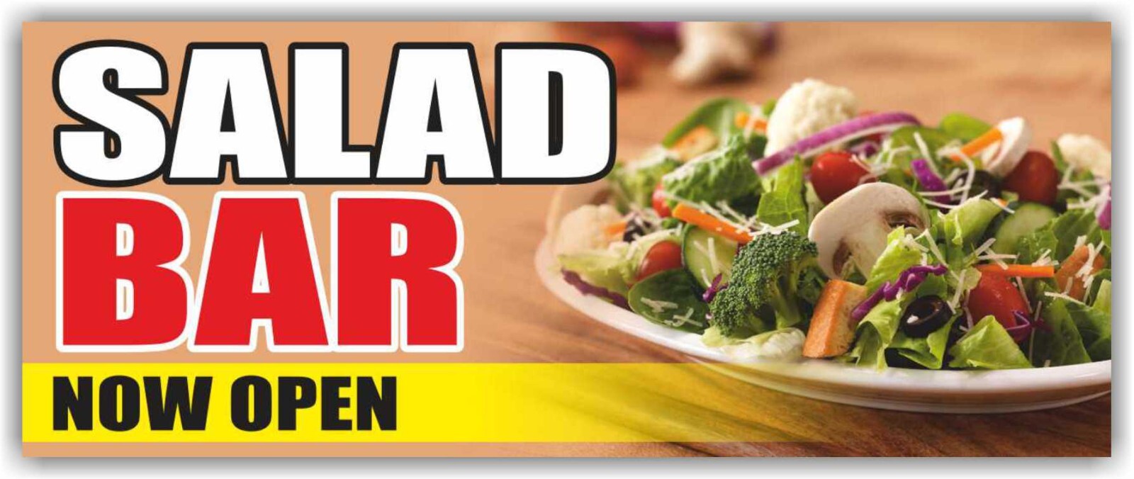 SALAD BAR NOW OPEN Advertising Banner Vinyl Sign organic food fitness buffet bar