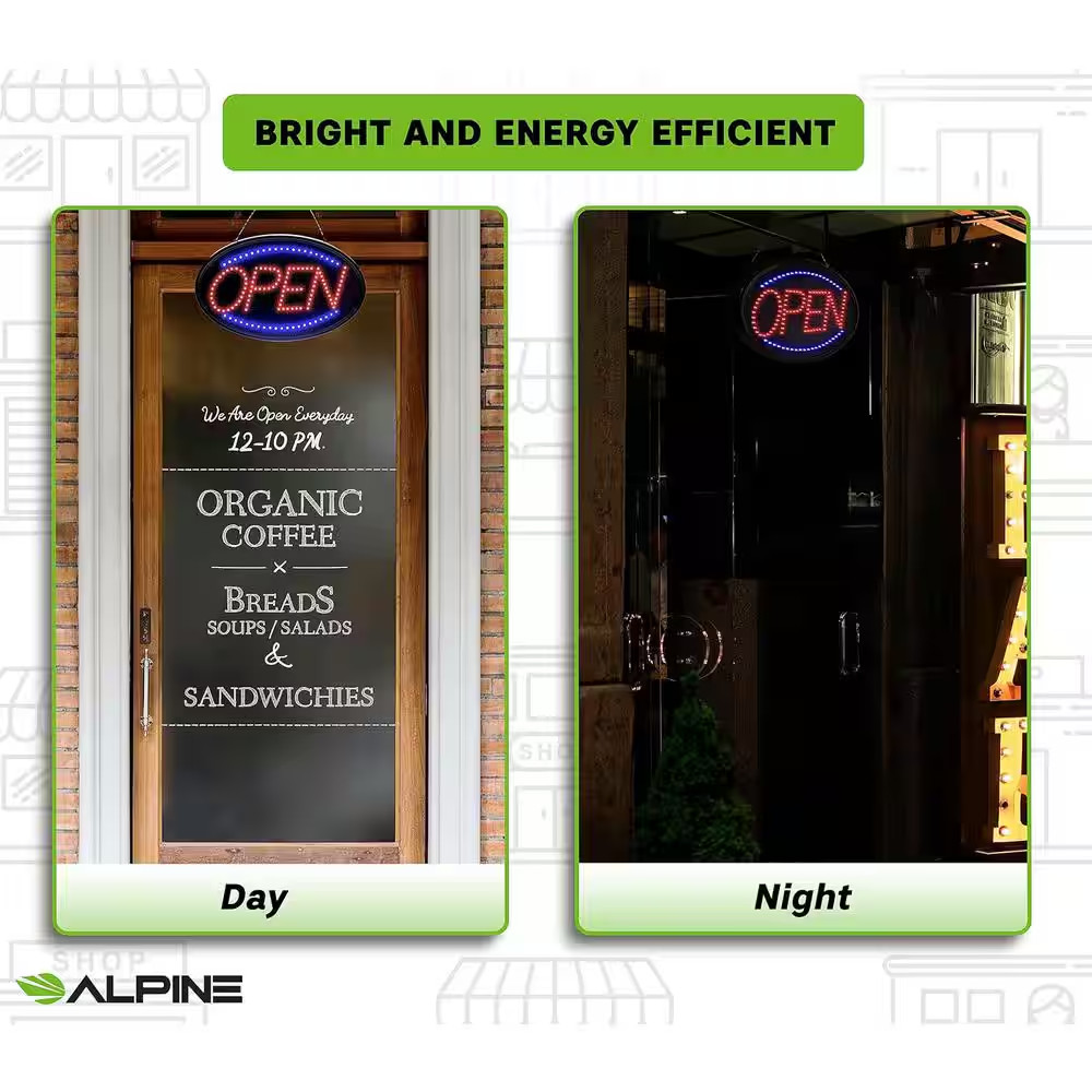 23 In. X 14 In. LED Oval Open Sign (2-Pack)