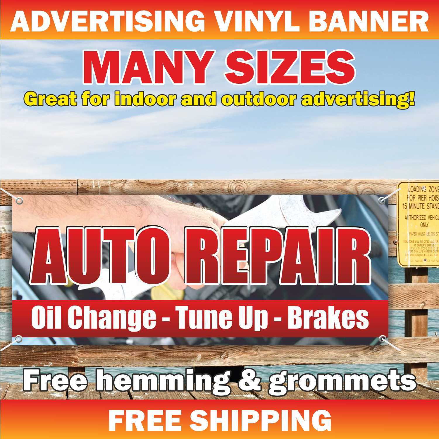 AUTO REPAIR Advertising Banner Vinyl Mesh Sign Oil Change Tune Up Brakes Service