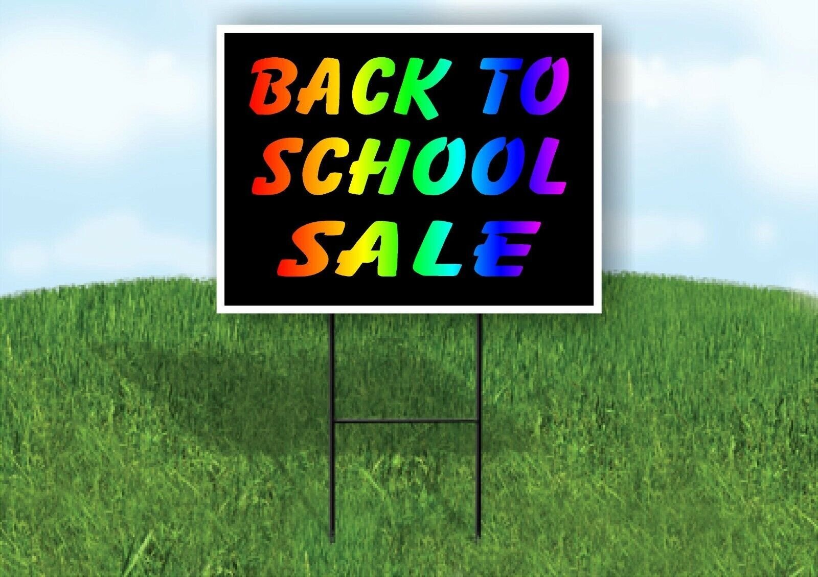 BACK TO SCHOOL SALE RAINBOW Yard Sign with Stand LAWN SIGN