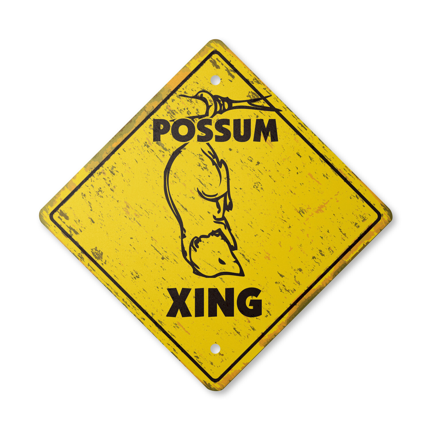 Possum Vintage Crossing Sign Xing Plastic Rustic animals joke roadkill road kill