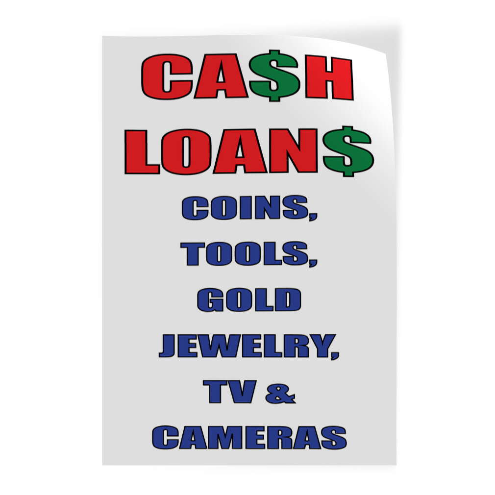 Door Decals Vertical Vinyl Stickers Multiple Sizes Cash Loans Coins Tools Gold