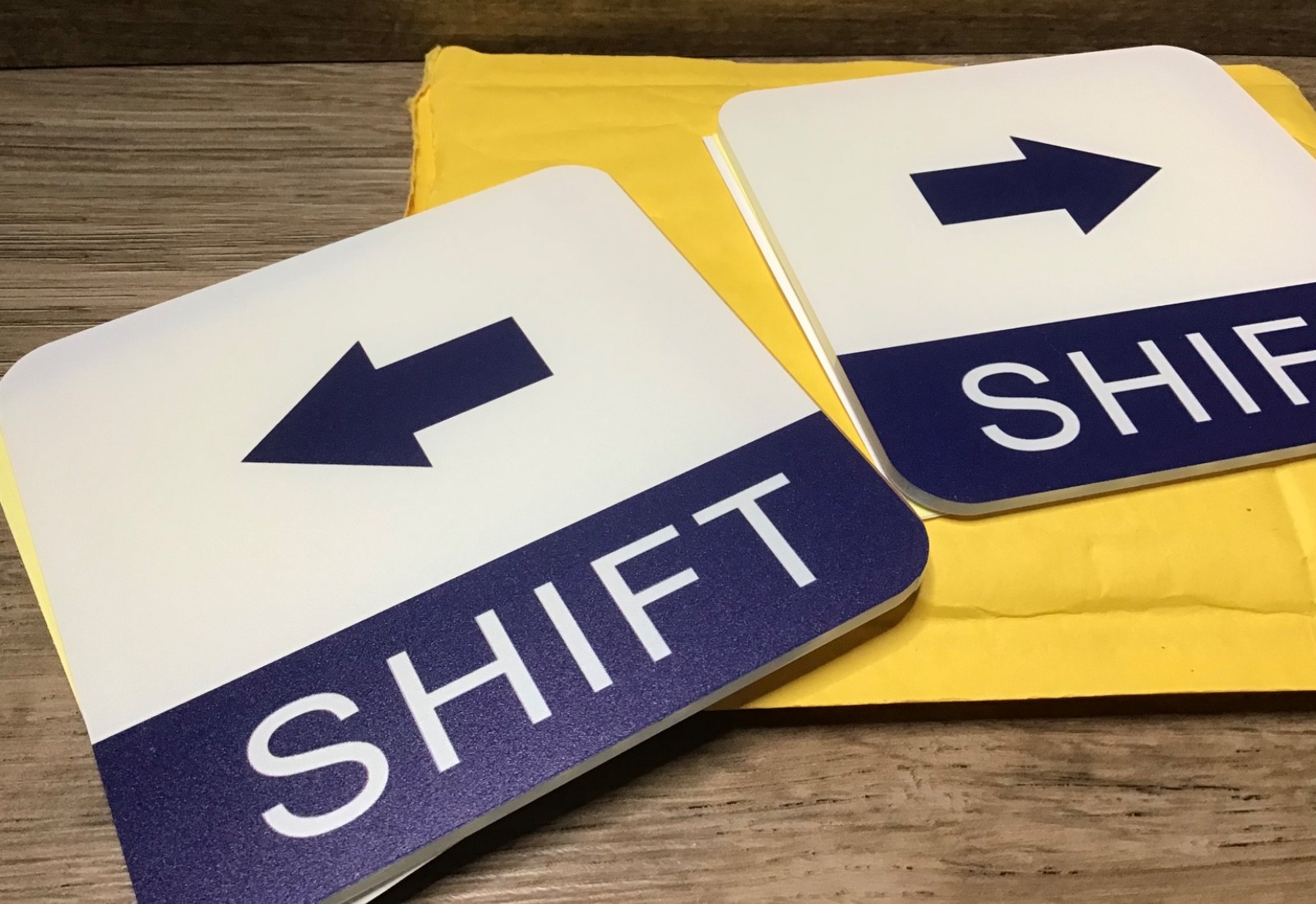 2pc 4″X4″ SHIFT Adhesive Door Acrylic Signs Set Blue/White