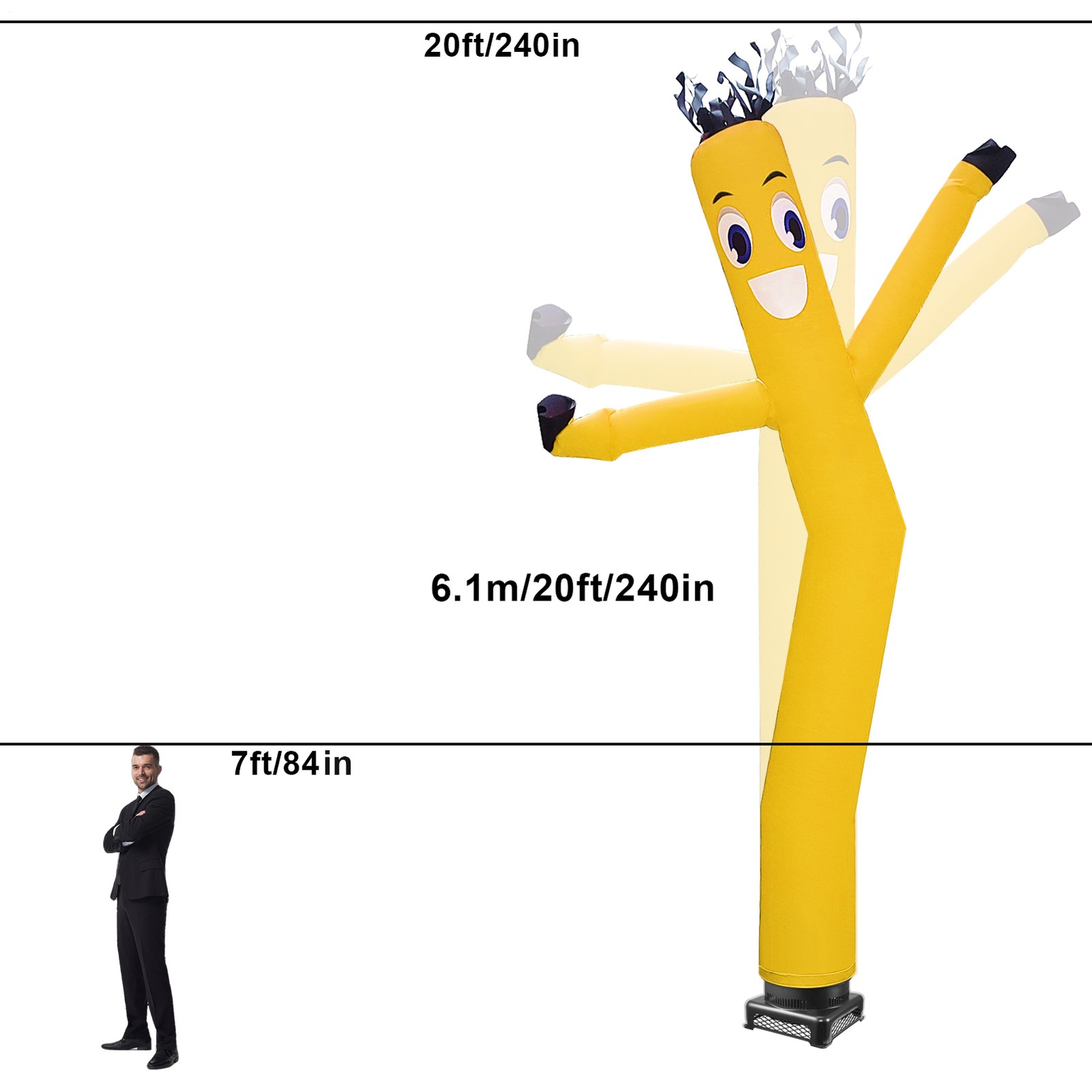 20 ft Air Dancers Wacky Waving Inflatable Tube Man with 1 HP Blower Fan US
