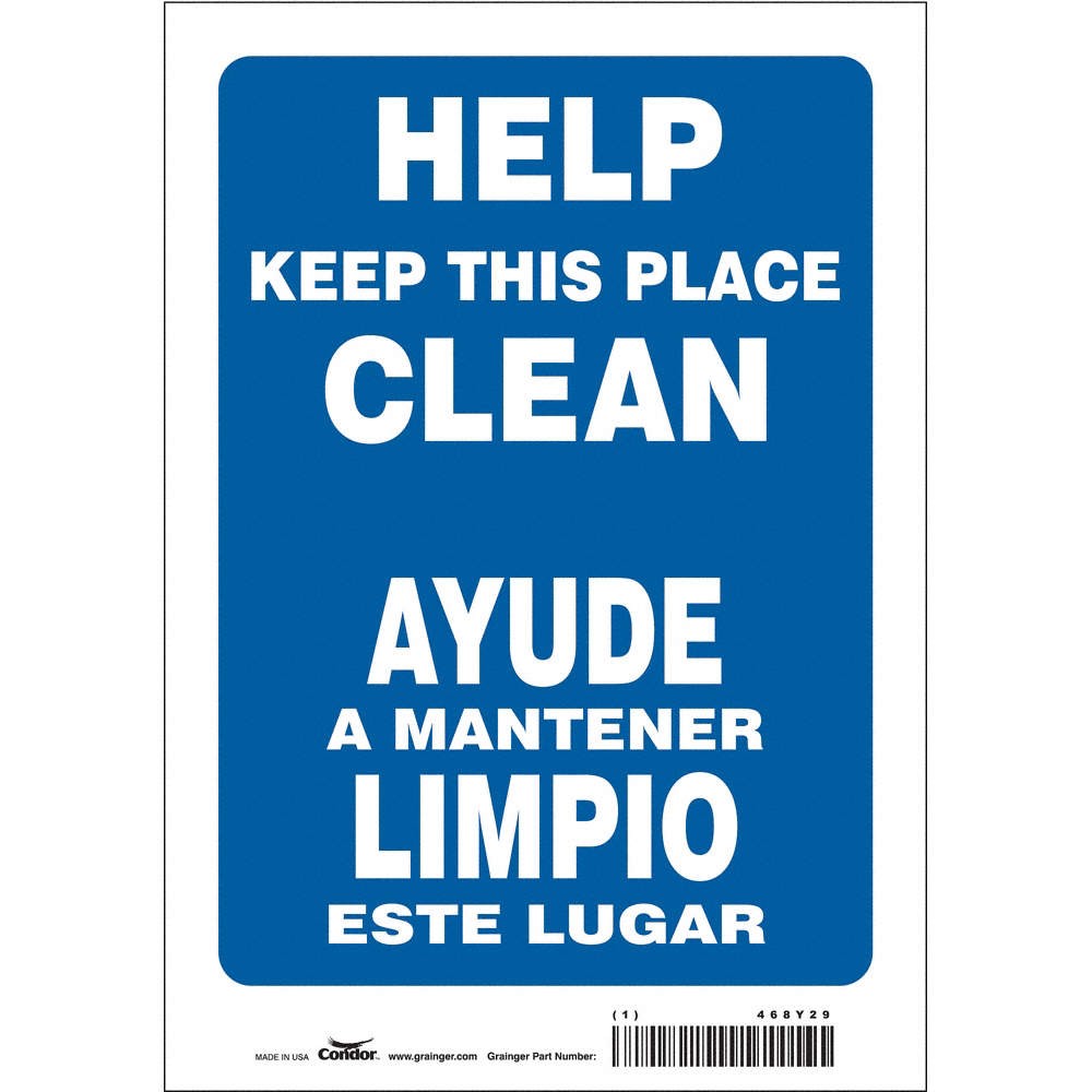 CONDOR 468Y29 Safety Sign,10 in x 7 in,Vinyl 468Y29