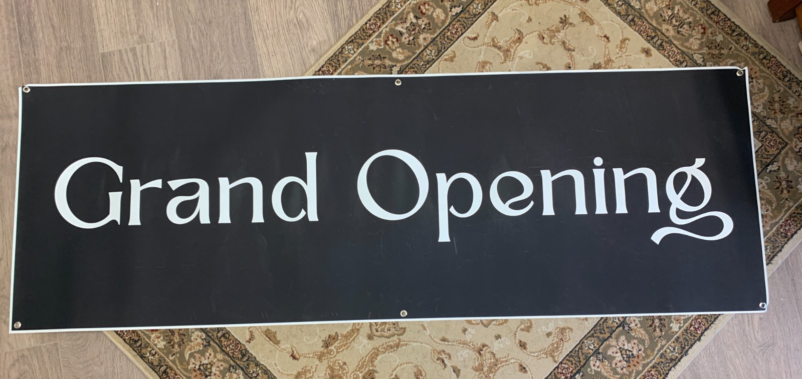6′ x 2′ Grand Opening Banner B&W w/Grommets Upscale Designer