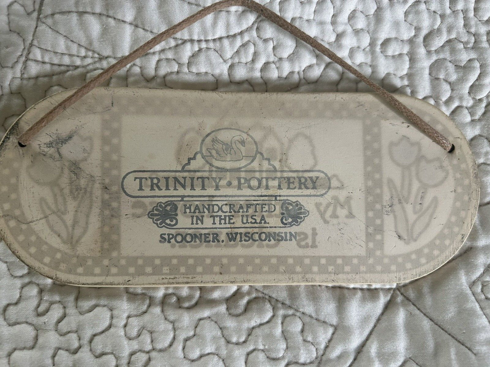 Trinity Pottery My Other House Is Cleaner Stoneware Sign with Leather Hanger