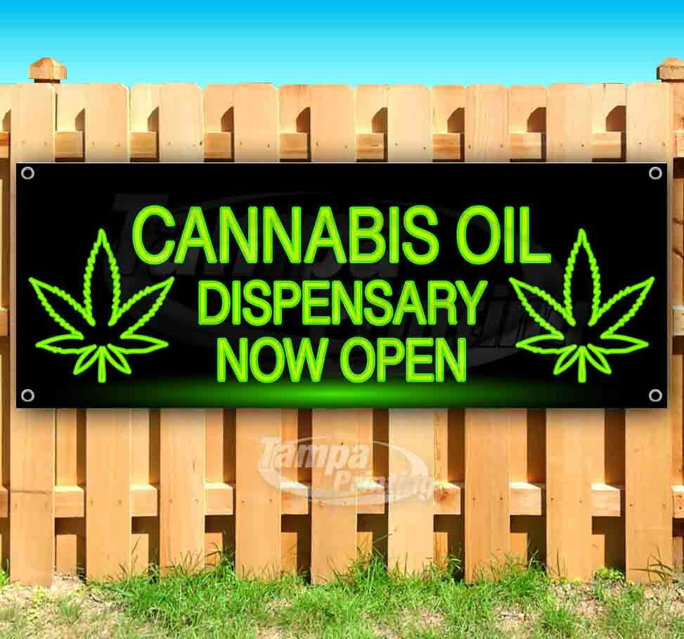 CANNABIS OIL DISPENSARY NOW OPEN Advertising Vinyl Banner Flag Sign Many Sizes