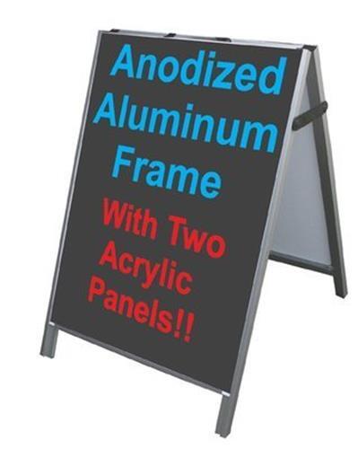 Aluminum A-Frame 24″x36″ Double Sided Sidewalk Sign W/ 2 Black Acrylic Panels