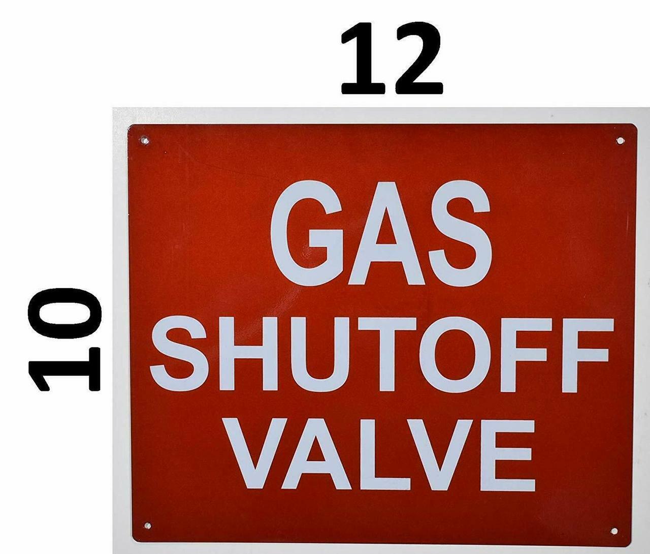 Gas SHUTOFF Valve Sign (Reflective !!,Aluminium, RED Background, 10X12)