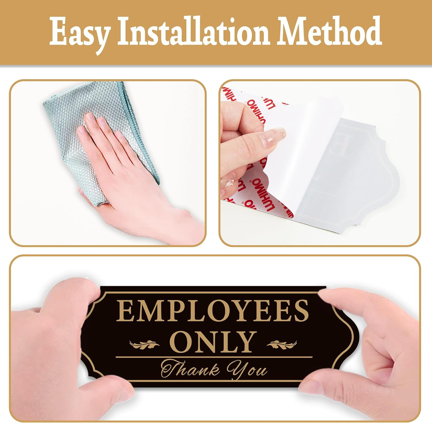 Employees Only Sign Sticker for Door，Self-Adhesive Waterproof Staff Only Decals，