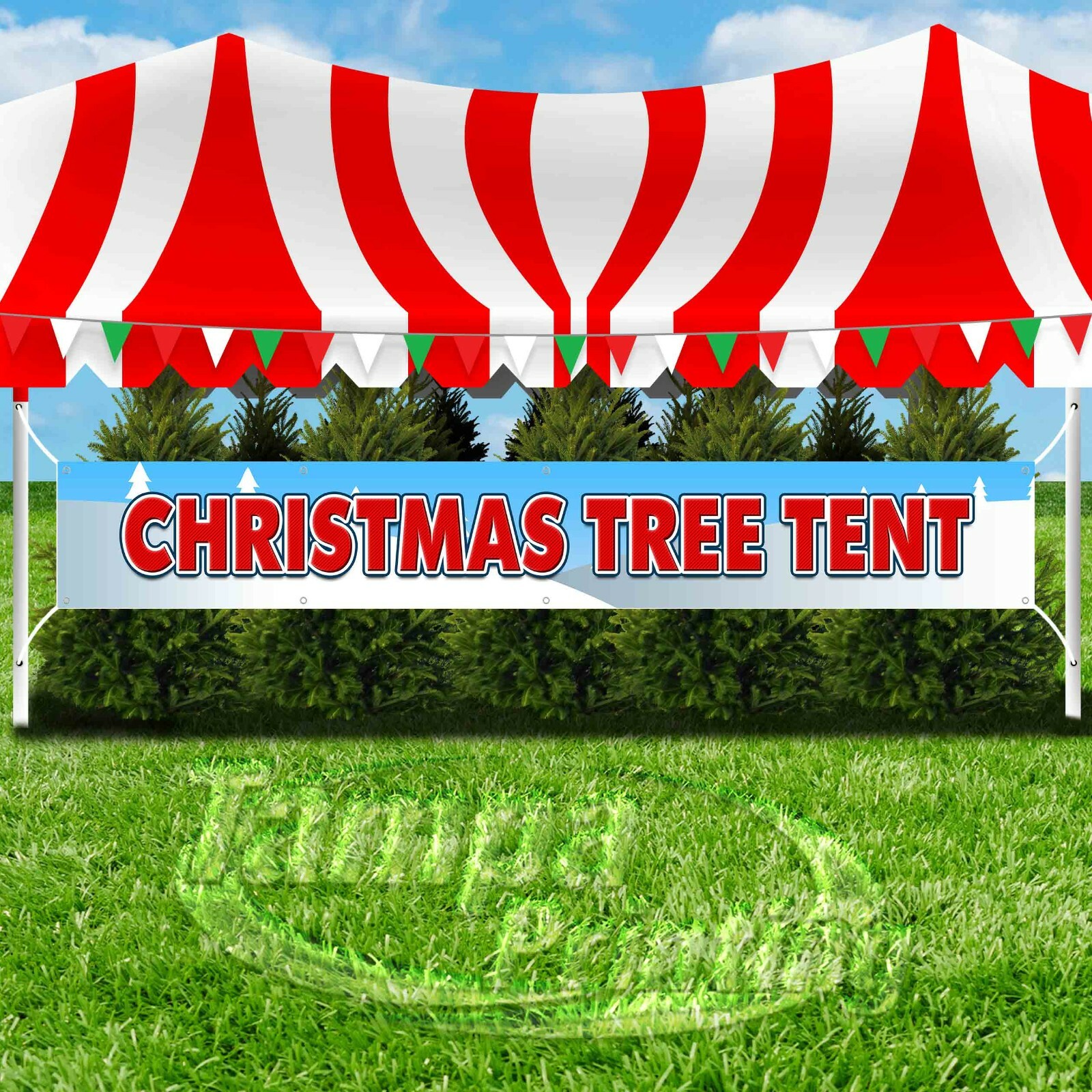 CHRISTMAS TREE TENT Advertising Vinyl Banner Flag Sign LARGE SIZE HOLIDAYS