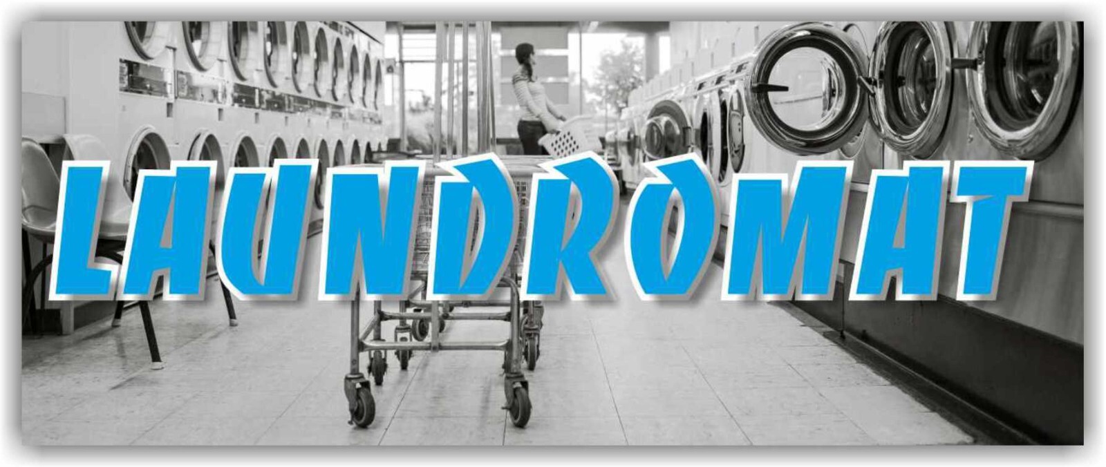 LAUNDROMAT Advertising Banner Vinyl Mesh Sign CLEANING SERVICE Laundry Now open