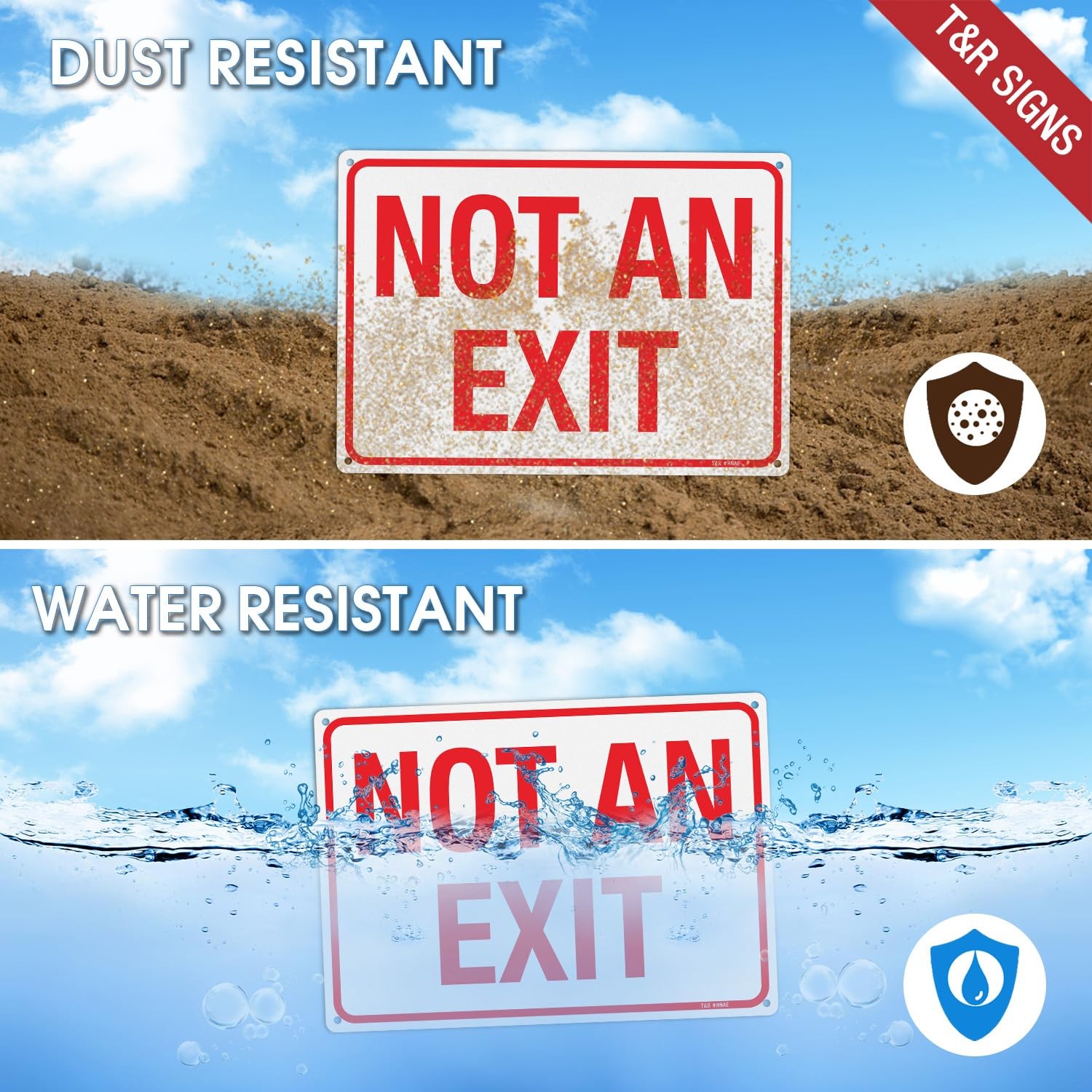 T&R Large Not An Exit Sign – 2 Pack – 14 x 10 Inches Rust Free .040 Aluminum …