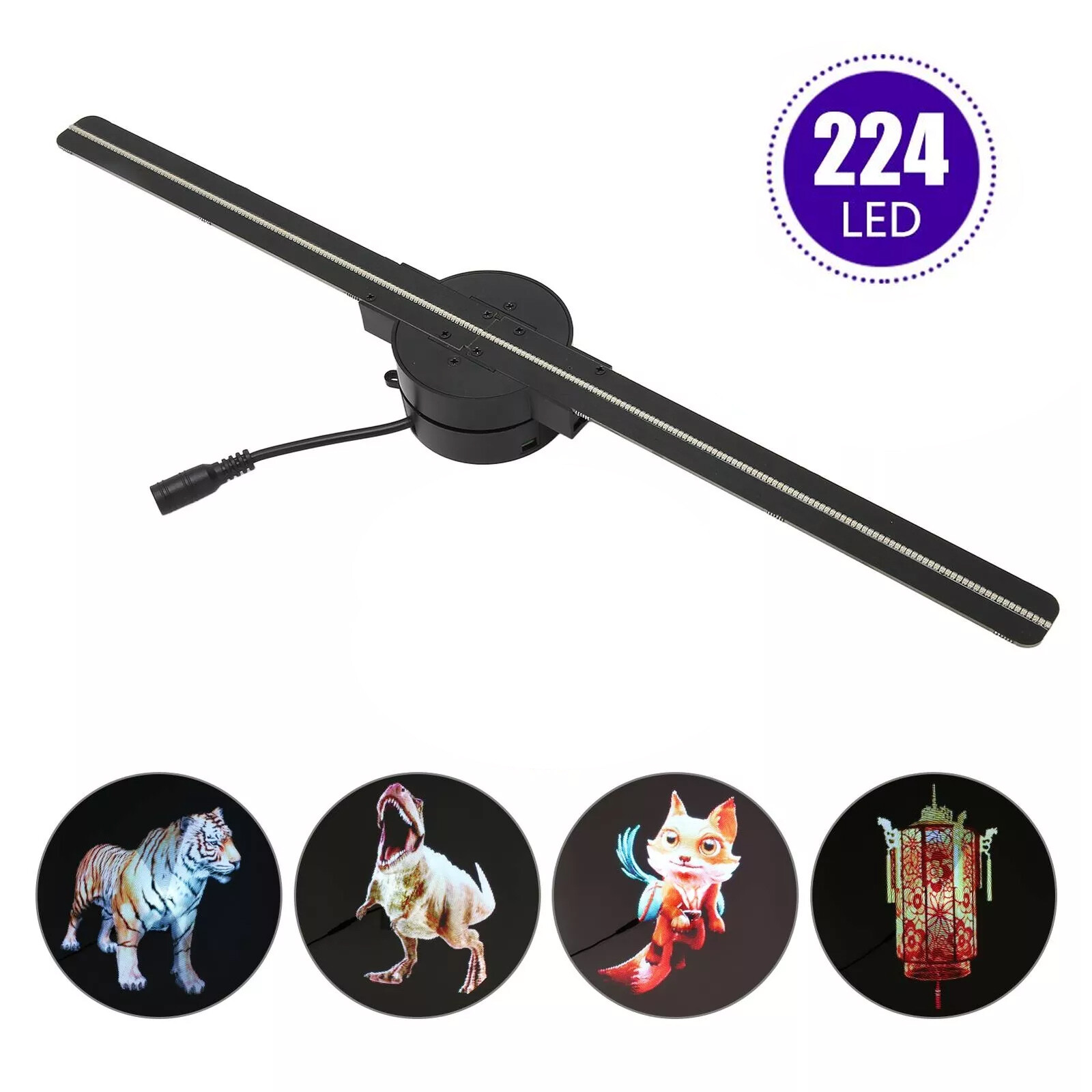 3D Hologram Fan 16.5in WiFi 3D Holographic Projector with 224 LED Light Beads