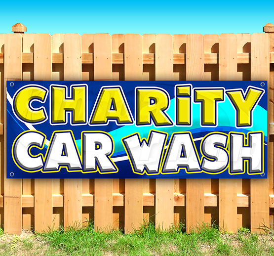 CHARITY CAR WASH Advertising Vinyl Banner Flag Sign 15″ 18″ 24″ 40″ 52″