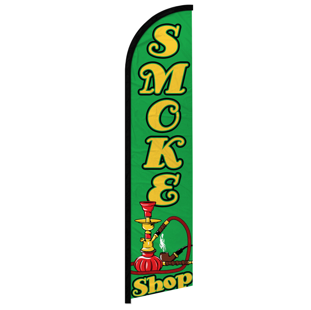 Smoke Shop Full Curve Windless Swooper Flag Dispensary GRN