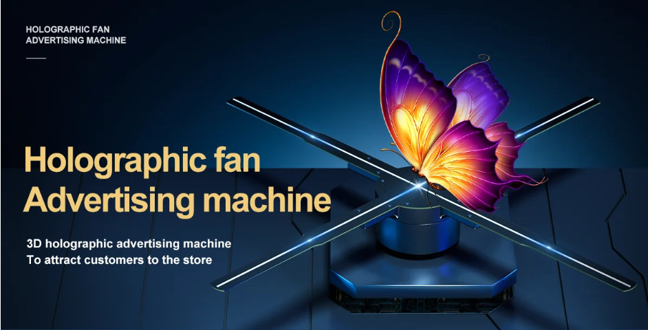 3D Hologram Fan LED Display WiFi HD Advertising Projector EU Fast Shipping