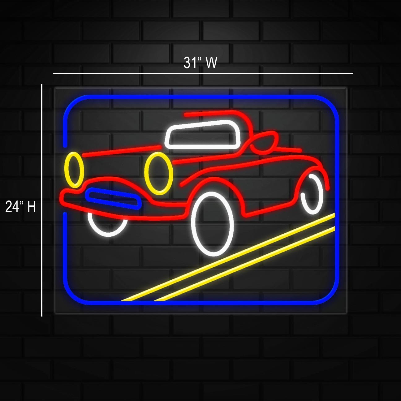 Car Sign for Business Displays | LED Flex Neon | 31″W x 24″H x 1″D