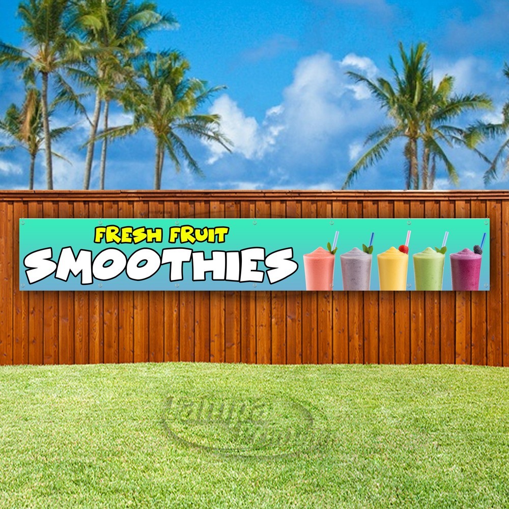 FRESH FRUIT SMOOTHIES Advertising Food Drinks Vinyl Banner Flag Sign USA XL01838