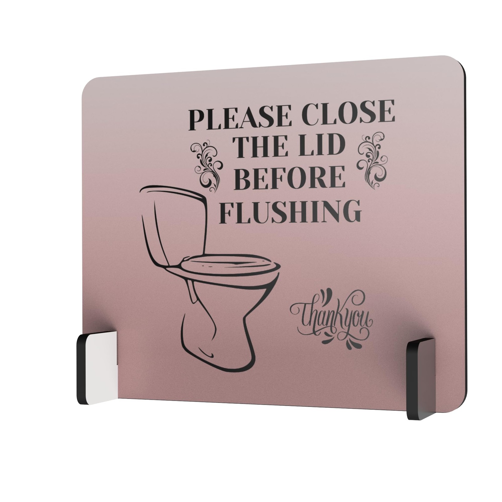Elegant FreeStanding Bathroom Sign Close Toilet Lid Before Flush Aluminum