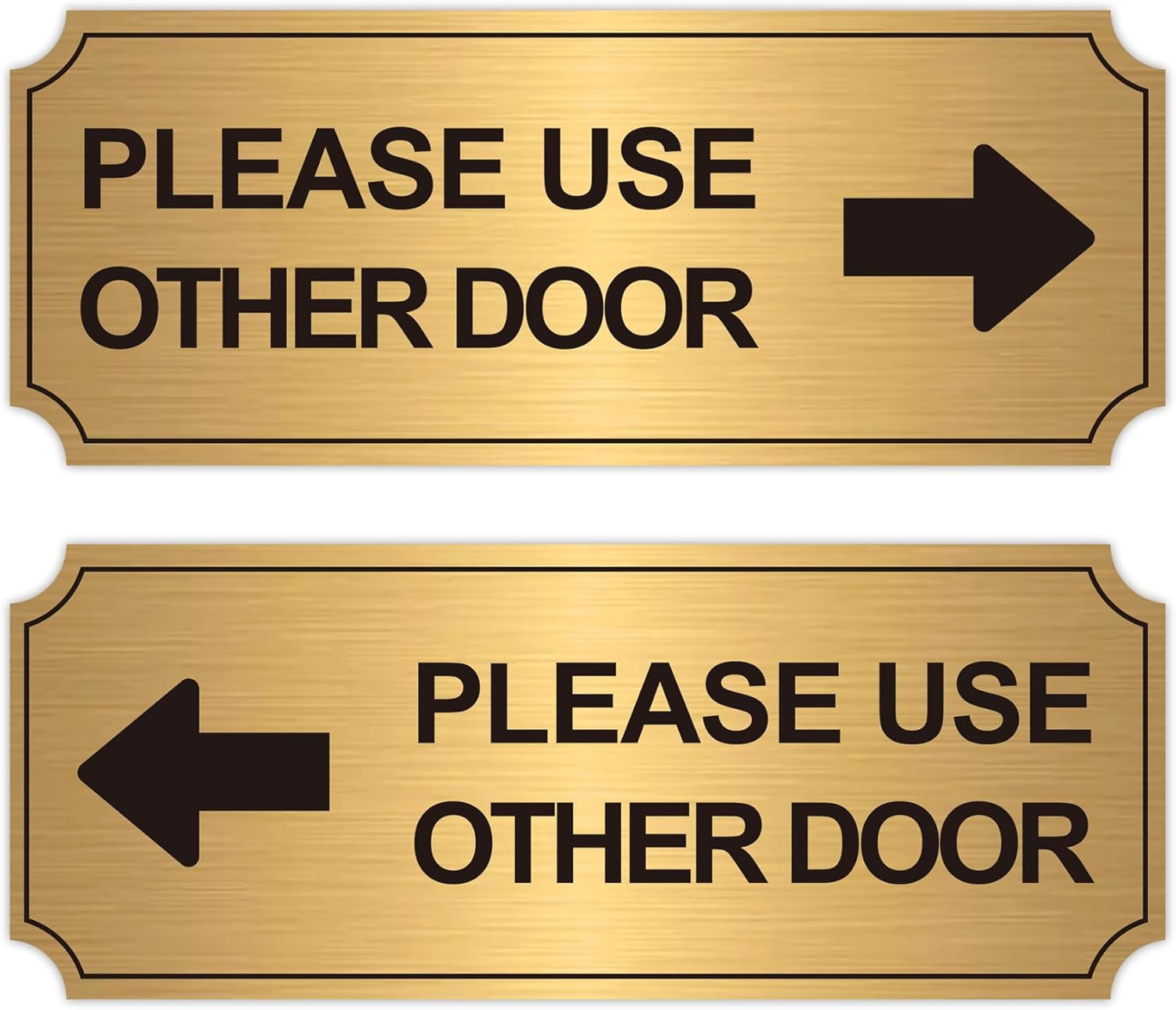2Pack Use Other Door Sign，Self-Adhesive Weatherproof Black Gold Vinyl Please Use