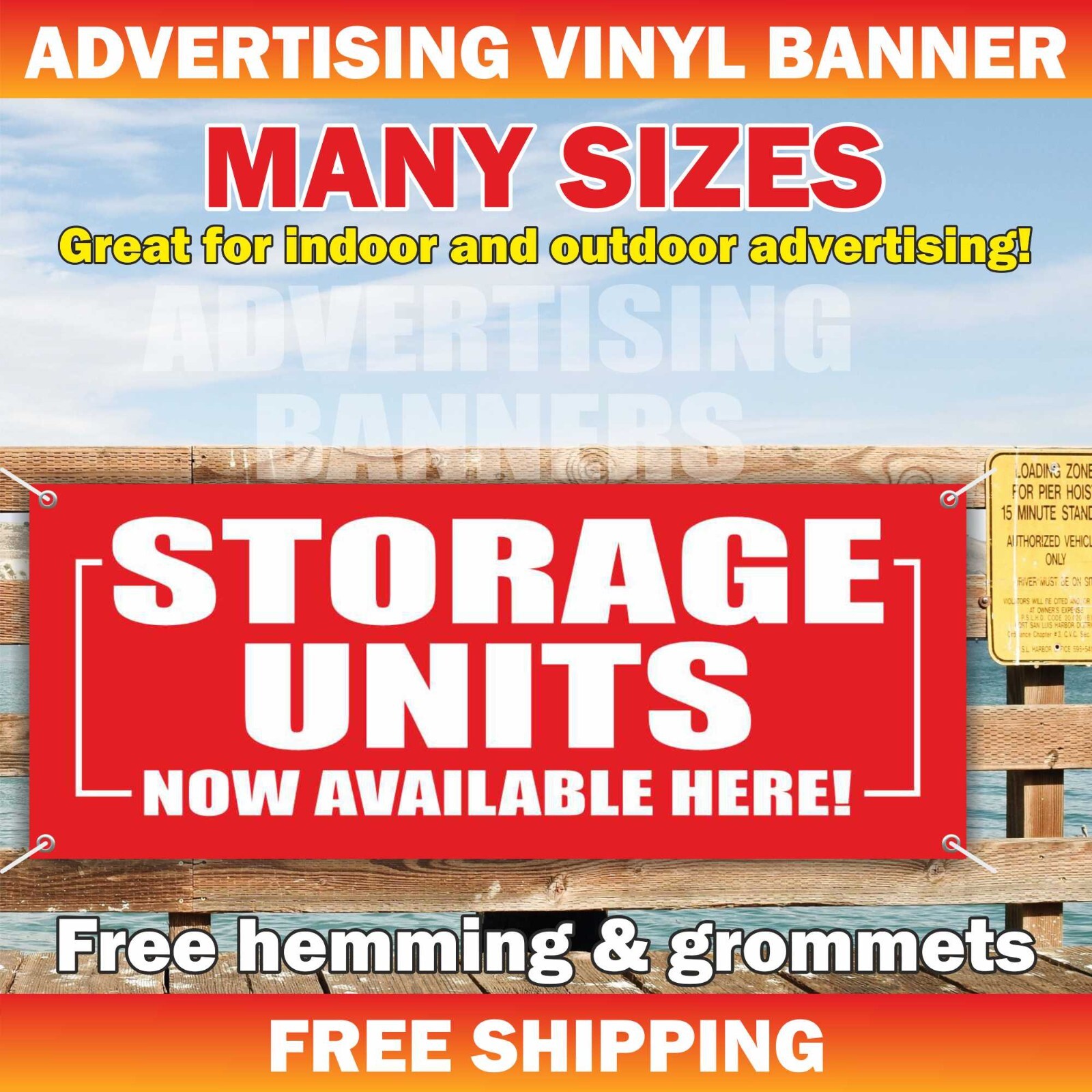 STORAGE UNITS NOW AVAILABLE HERE Advertising Banner Vinyl Mesh Sign Flag rent