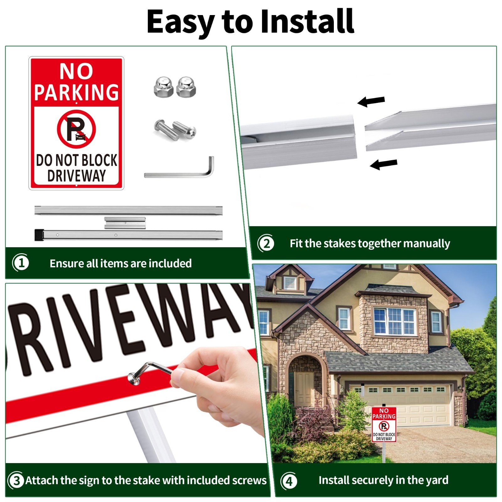 2 Pack No Parking Signs – 10×14″ Aluminum Metal, Rust-Proof, Weather Resistant,