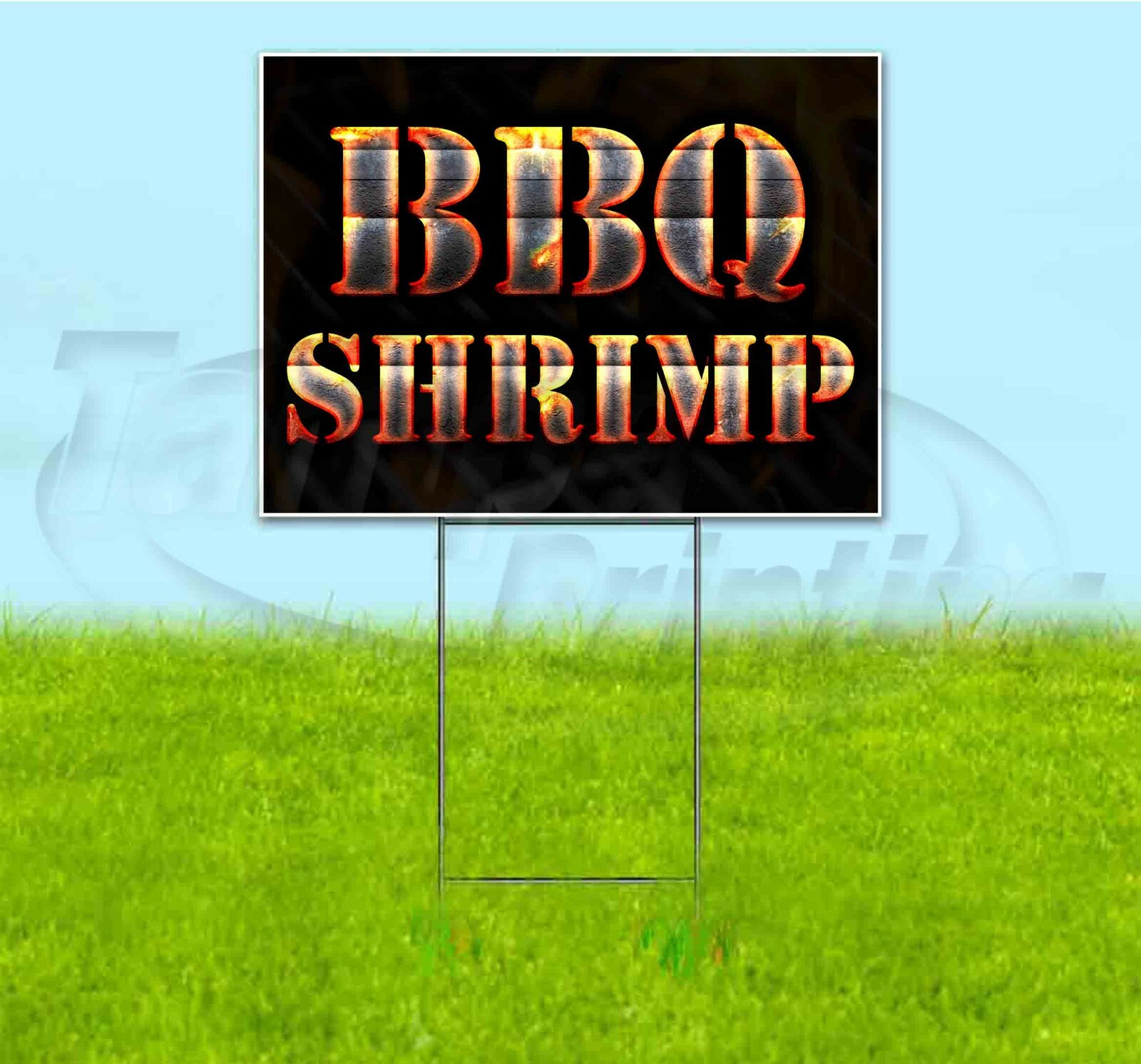 BBQ SHRIMP 18×24 Yard Sign WITH STAKE Corrugated Bandit USA BUSINESS GRILL