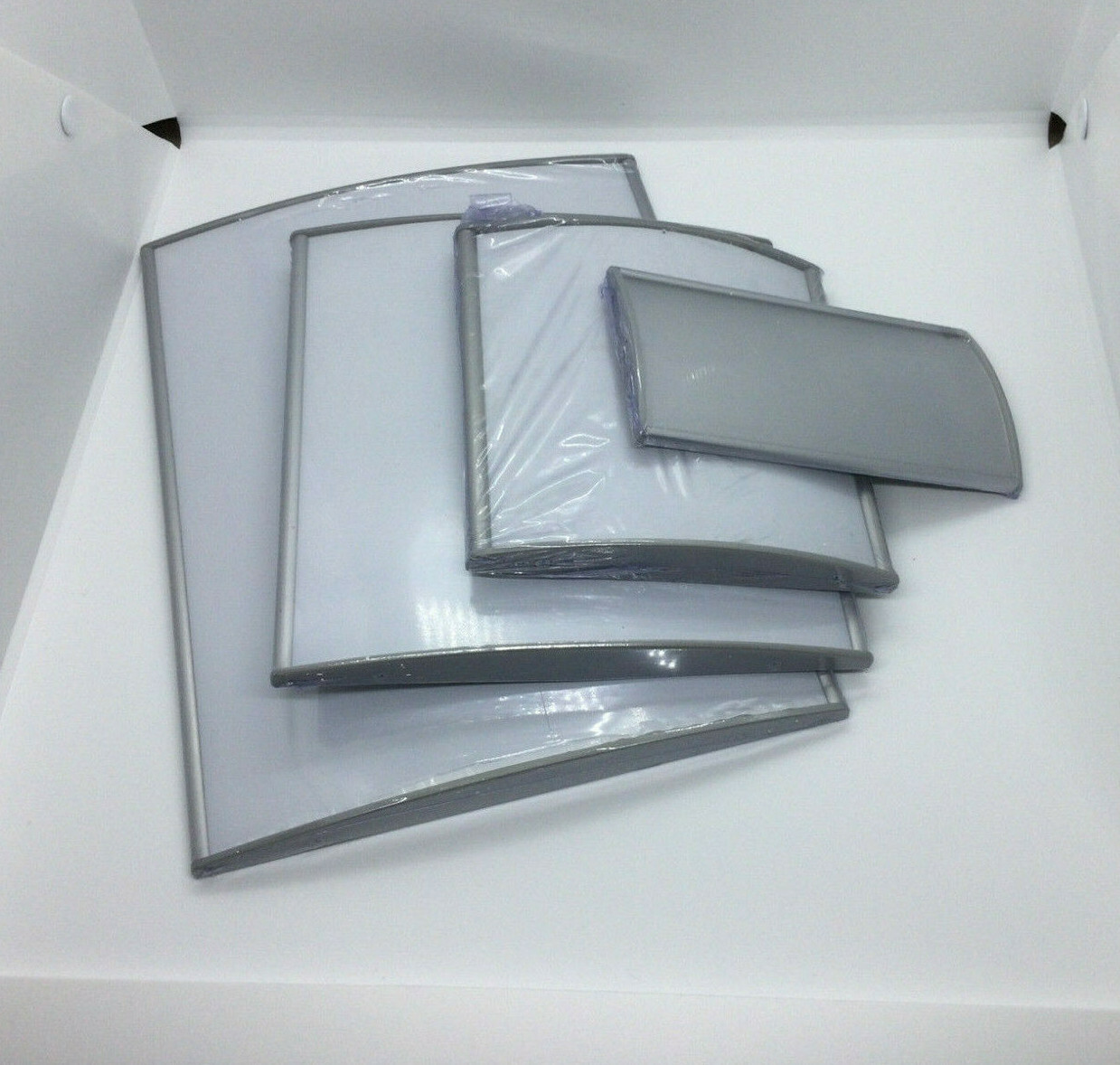 4 pc Set Curved Silver Anodized Aluminum Sign Frame Mirtec Architectural Signage