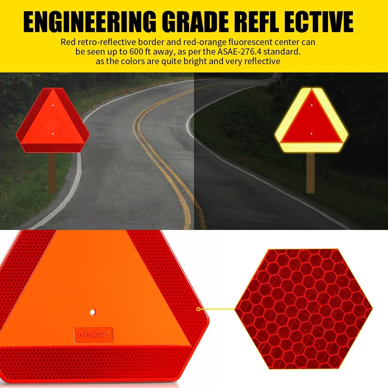Slow Moving Vehicle Sign, Plastic DOT Slow Moving Vehicle Triangle Signs, SMV…