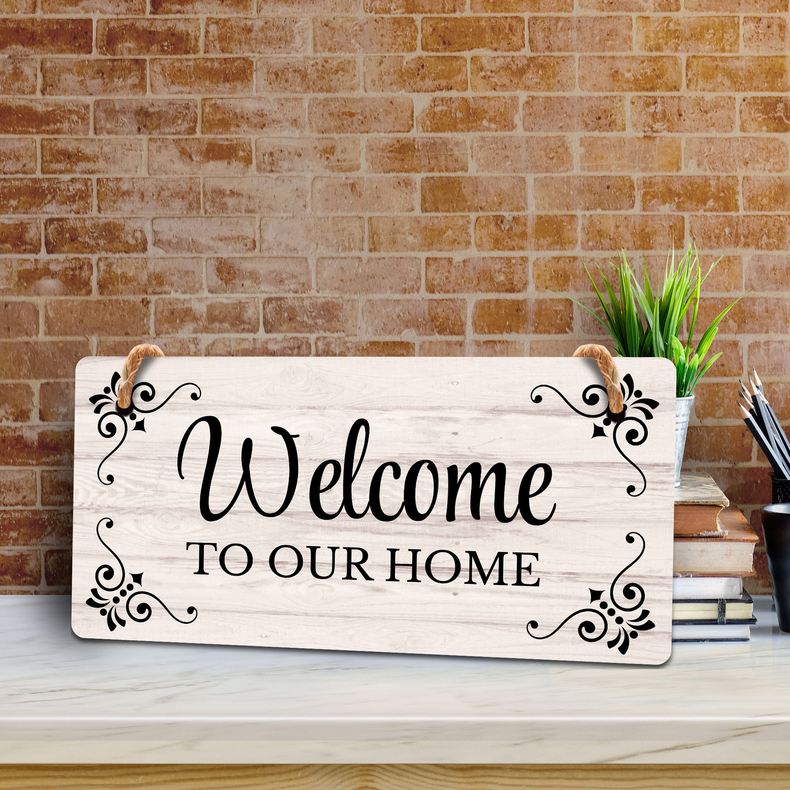 Welcome To Our Home 5×10 Hanging Wall or Door Sign